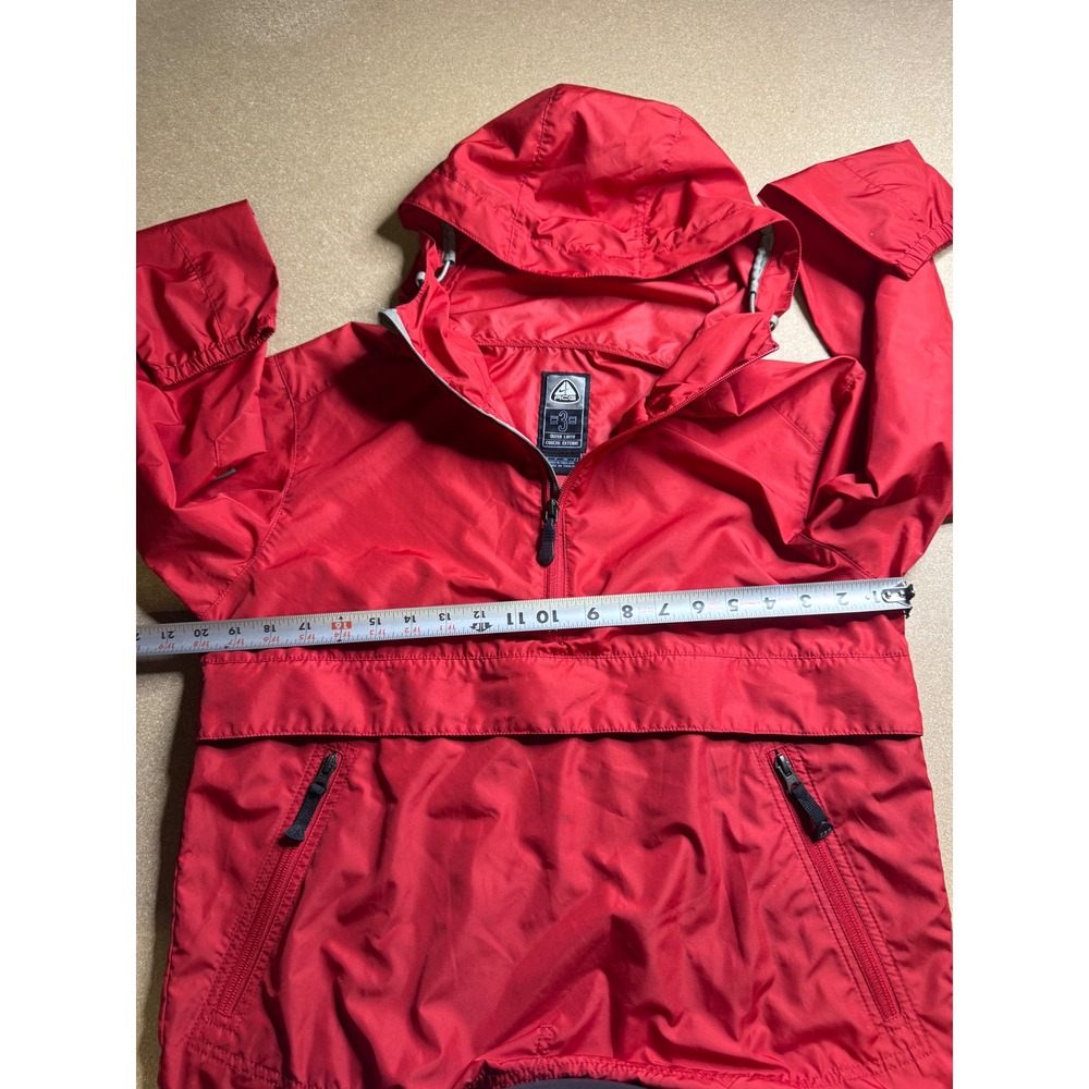 Nike ACG Red Anorak Windbreaker Half Zip Pullover Hooded Jacket Mens Small - Picture 6 of 10
